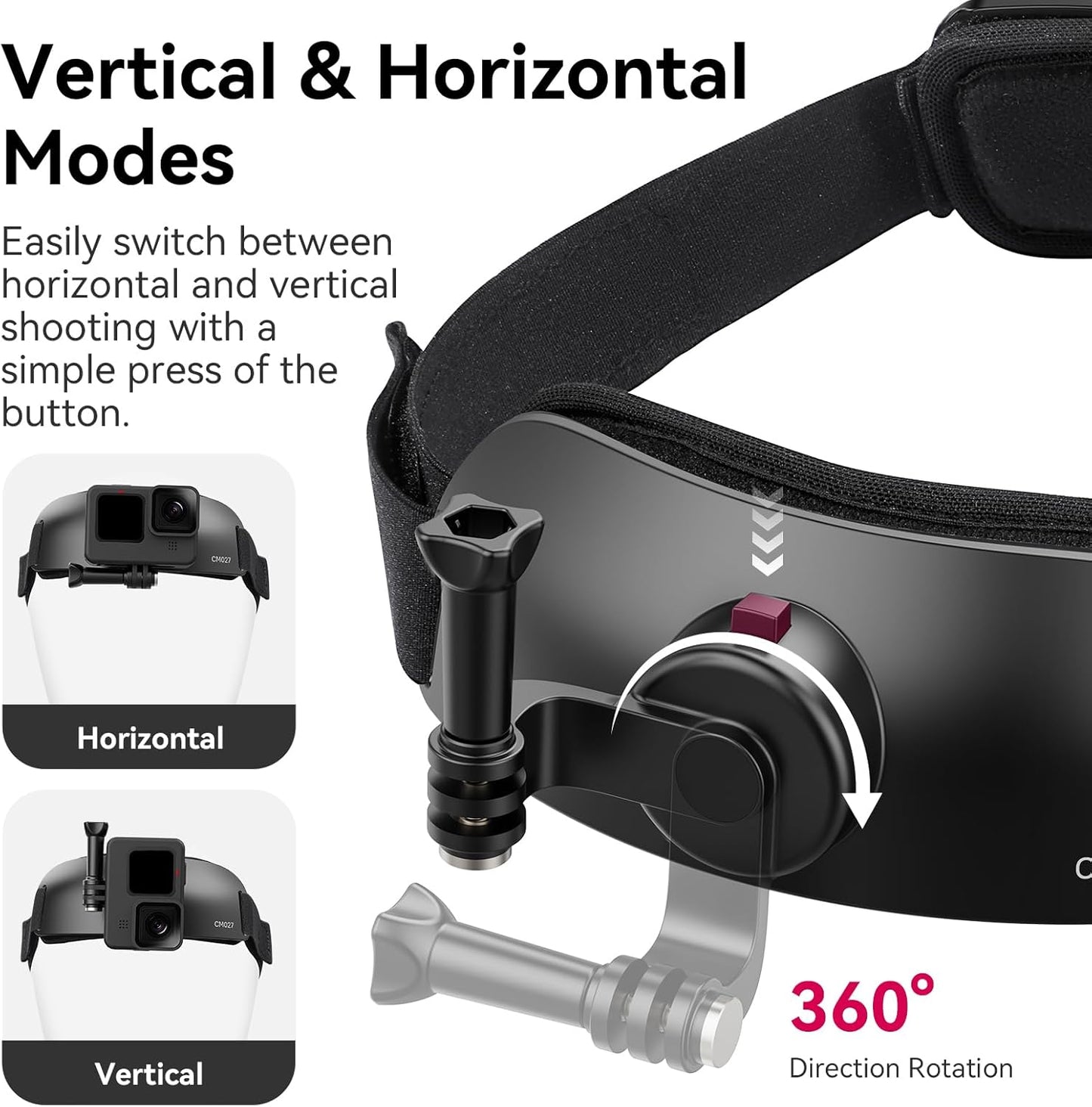 ULANZI CM027 Phone Head Strap Mount Support Vertical Shots for iPhone, GoPro Hero 12 11 10 9 8 7 6 5 4 Session 3+ 3 2 1 Max, DJI Osmo Action, Insta360, Action Cameras Head Mounted Phone Holder