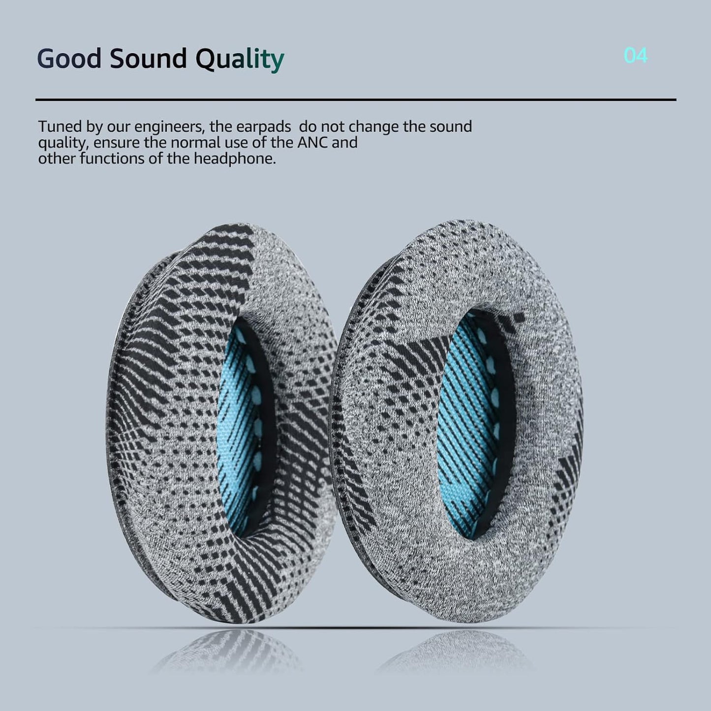 Cooling-Gel QuietComfort 35 / QC35 ii Fabric Replacement Ear Pads for Bose Headphones, Compatible with Bose QC45 QC25 QC2 QC15/ Around-Ear 2 AE2i AE2w/ SoundTrue & SoundLink Series, Blue