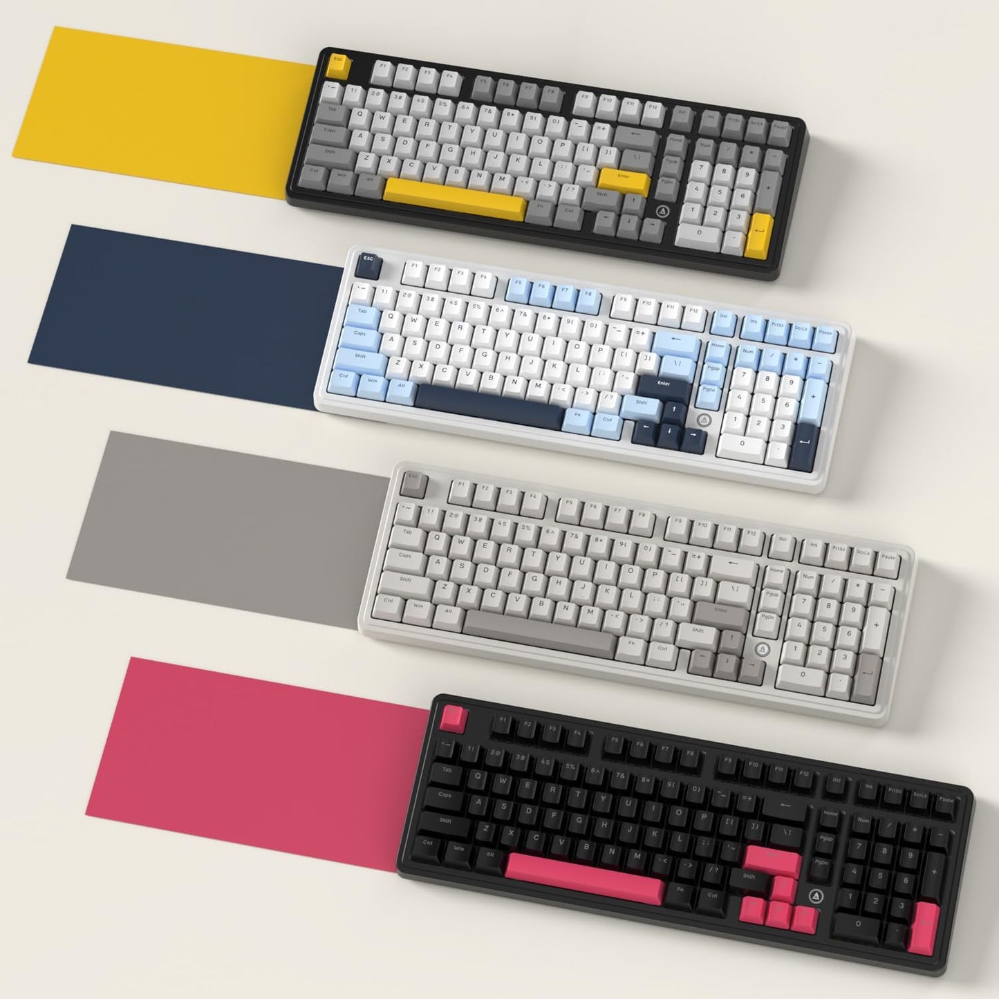 FIRSTBLOOD ONLY GAME. AK980 Wired Mechanical Keyboard, 101Keys Full Layout, Gasket Mount, Hot-Swappable USB Gaming Keyboard with Red Switches, Anti-Ghosting, Retro Grey-White