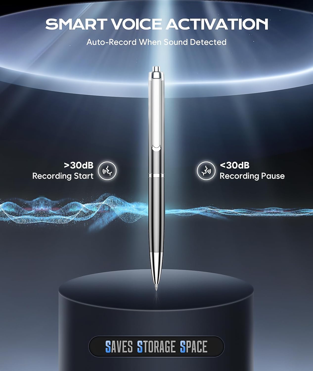 64GB (7200Hrs) Voice Recorder w/Type-C, Voice Activated Recorder with AI-Intelligent Noise Reduction, Audio Recording Device 90 Days Storage Capacity for Lectures Meeting, Class, Work, Interviews