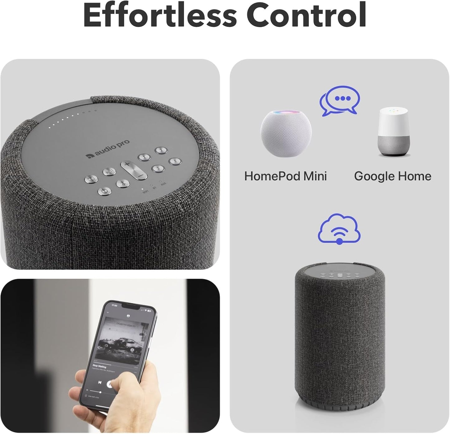 Audio Pro A10 MKII Wireless Multiroom Speaker, WiiM Edition | High Fidelity, Bluetooth, WiFi | Compatible with AirPlay 2, Google Cast, Siri, WiiM Home App, Stream Spotify, Tidal & More, Dark Gray