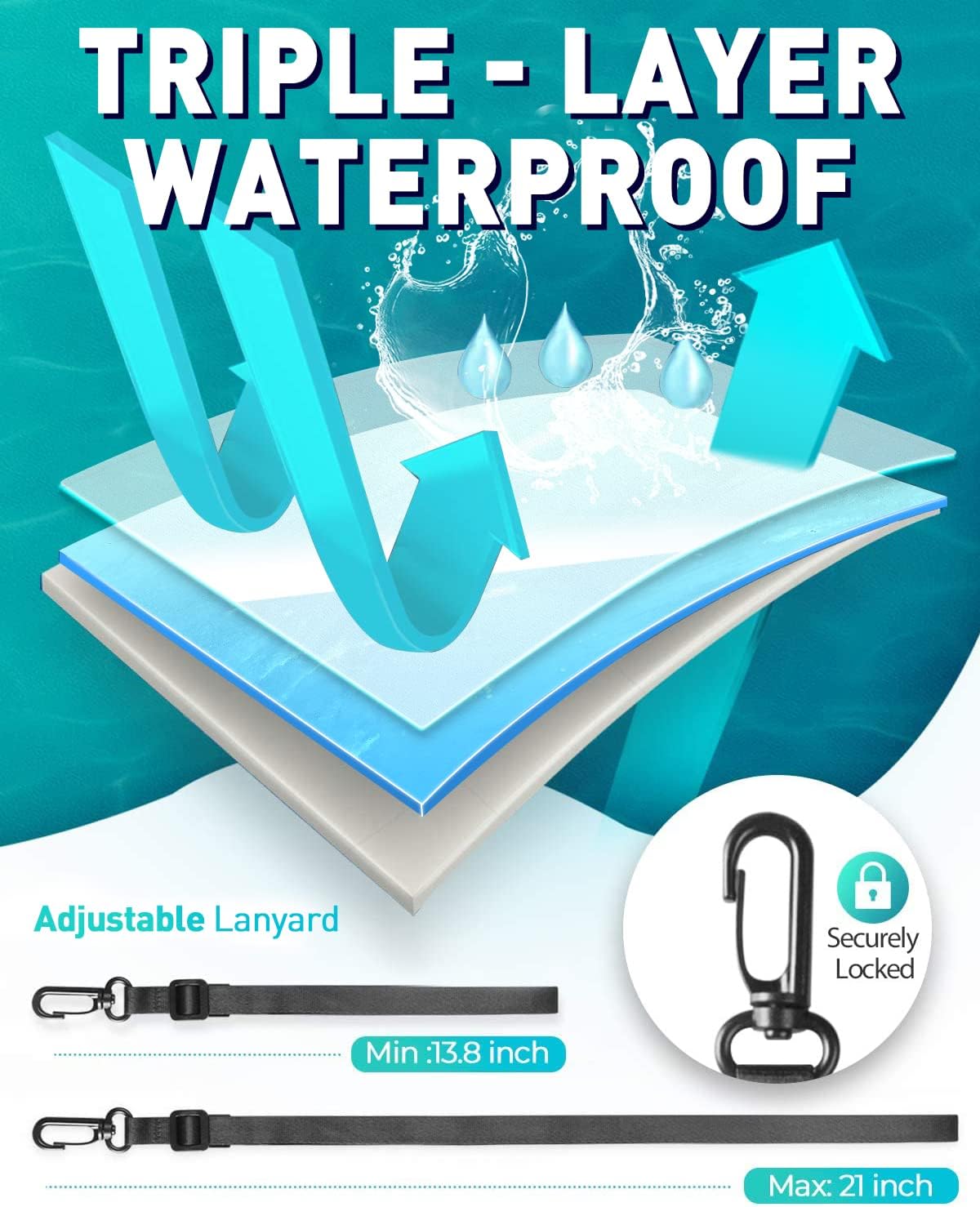 Hiearcool Waterproof Phone Pouch, Waterproof Phone Case, IPX8 Cellphone Dry Bag Compatible for iPhone 16 15 14 13 Pro Max Plus Cellphone Up to 8.3", Beach Essentials for Travel-Clear-4Pack