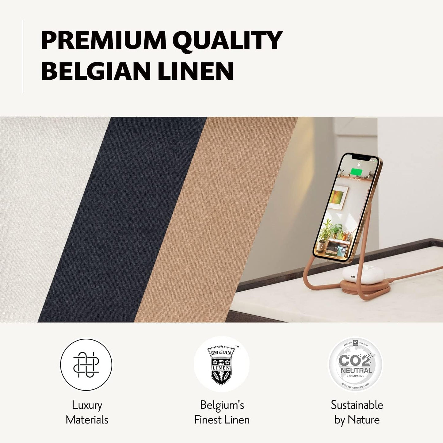 COURANT MAG:2 Wireless Charging Stand - Belgian Linen, 2 in 1 Multi-Device Charger - Magnetic Stand for MagSafe iPhones 16, 15, 14, 13, 12 with Charging Base for AirPod Cases, (Camel)