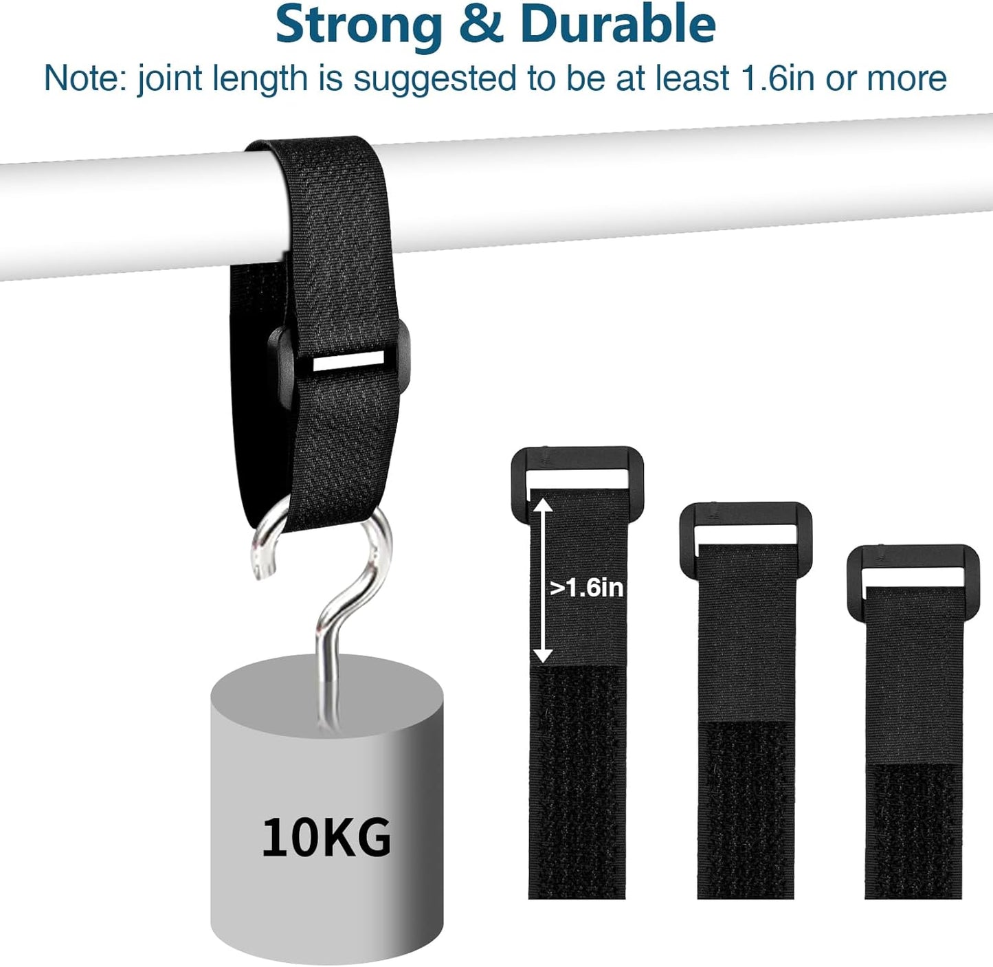 26ft Cut-to-Length Cable Straps 1in Wide with 20pcs Plastic Buckles, Adjustable Cinch Strap Free Cutting, Reusable Hook and Loop Straps for Fastening Cable Ties, Cord Straps, Wire Management
