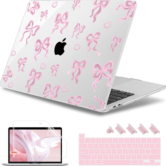 May Chen for MacBook Pro 13 inch Case 2022 2021 2020 Release A2338 M2 M1 A2289 A2251, Plastic Crystal Hard Shell Case Cover for MacBook Pro 13 inch Touch Bar Fits Touch ID, Heart Bow