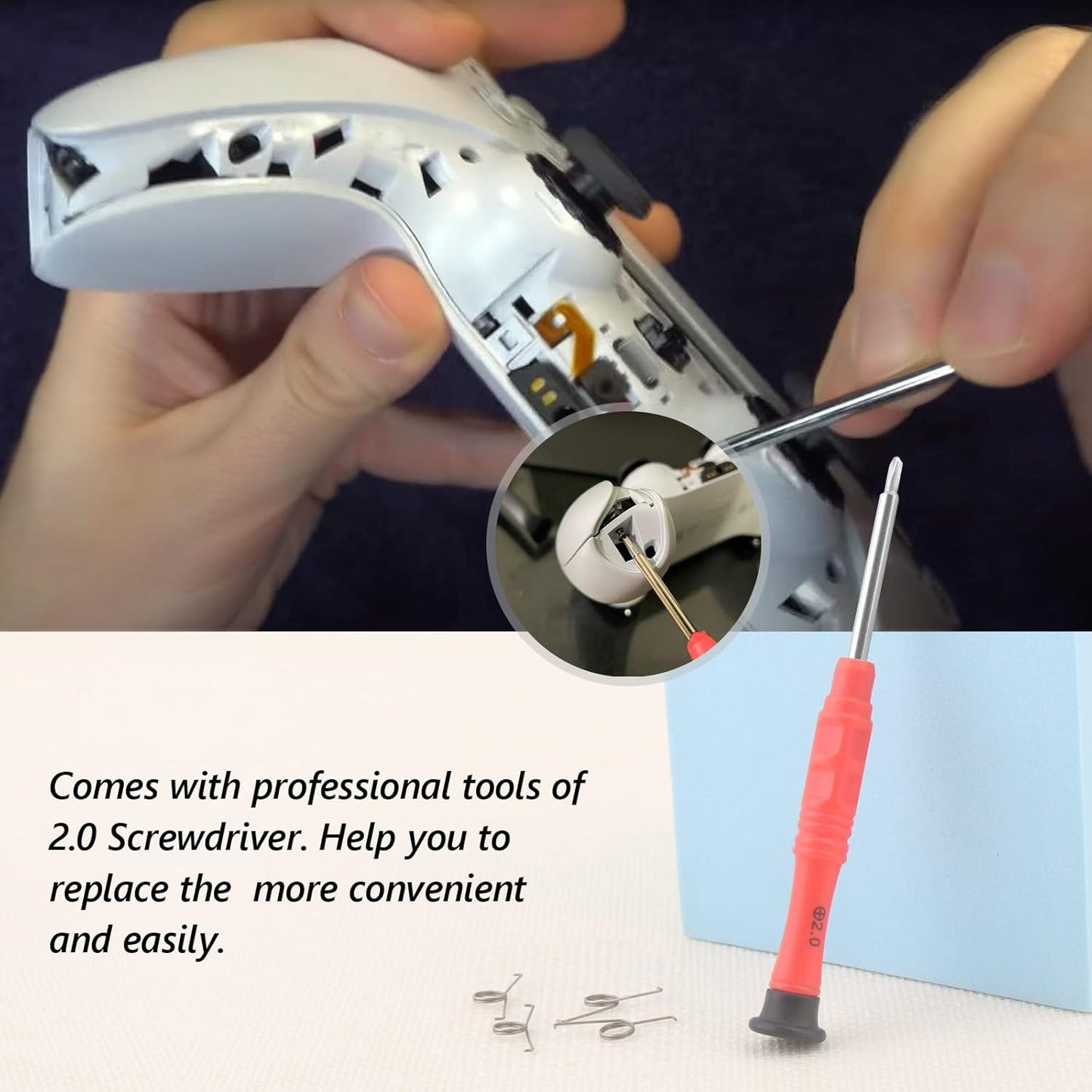 4Pcs for PS5 L2 R2 Trigger Button Springs for Sony PlayStation 5 PS5 Metal Trigger Keys Springs Controller Assembly Replacement with Screwdriver Tools