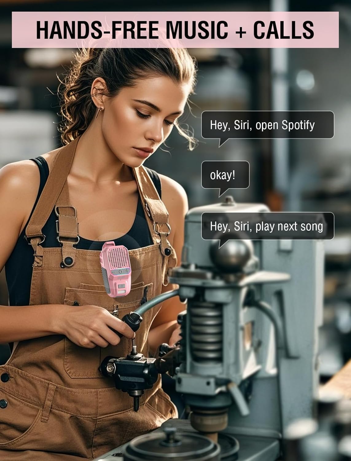 GBEAST Wearable Bluetooth Speaker with RGB, IPX6 Waterproof Clip-On Portable Speaker with 30H Playtime - Built-in Mic Hands-Free for Jobsite/Outdoor/Golf, TWS Portable Speakers（Pink）