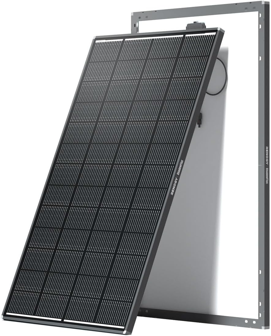 200 Watt Solar Panel, Renogy ShadowFlux 200W Solar Panel Anti-Shading N-Type 16BB, 25% High-Efficiency, Solar Panels Charger for RV Marine Roof Farm Battery and Off-Grid Applications