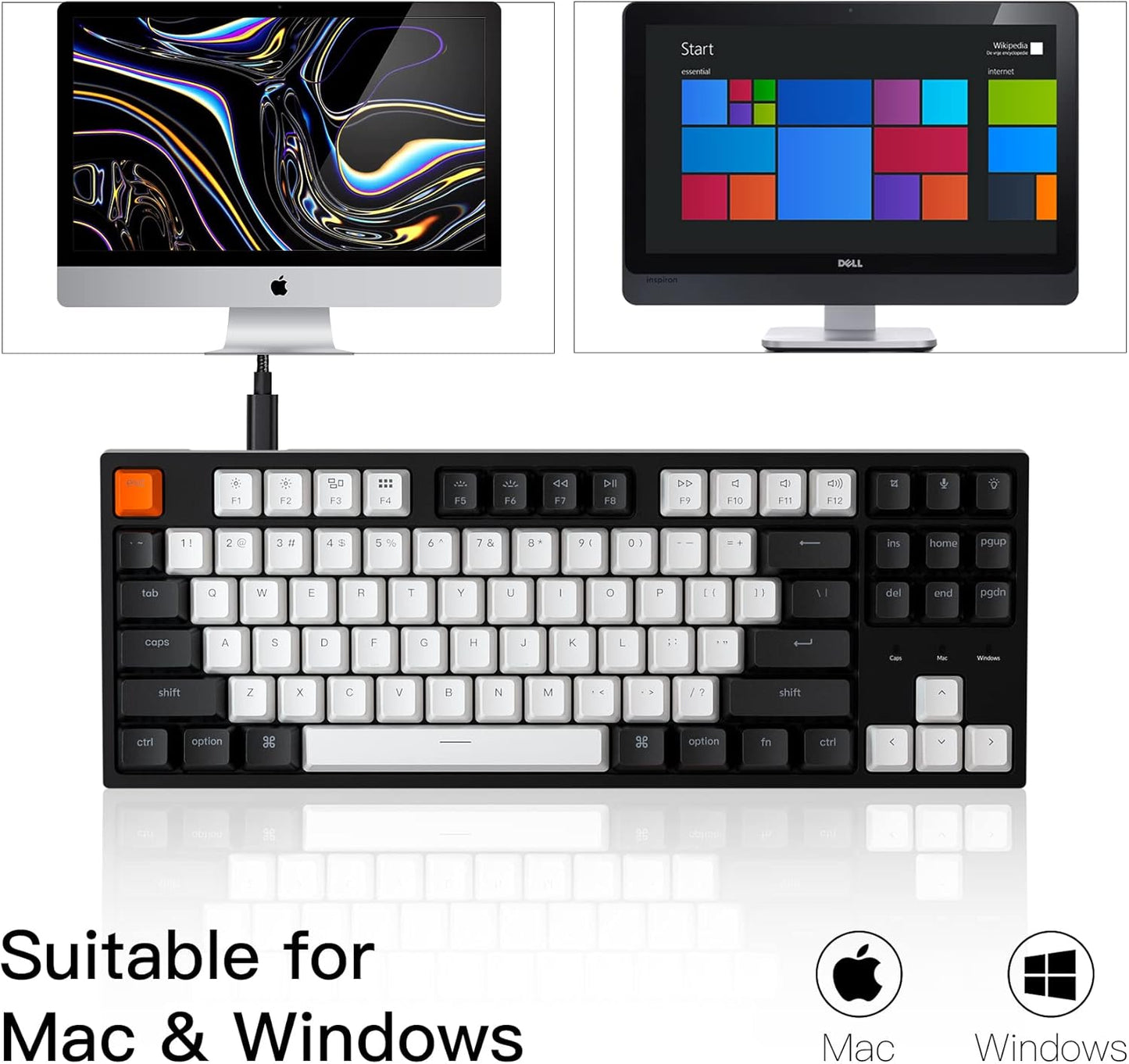 Keychron C1 Wired Mechanical Keyboard TKL, RGB Backlit with Double-Shot ABS Keycaps, 87 Keys Hot-Swappable Pre-lubed Tactile Switch Compatible with Mac Windows