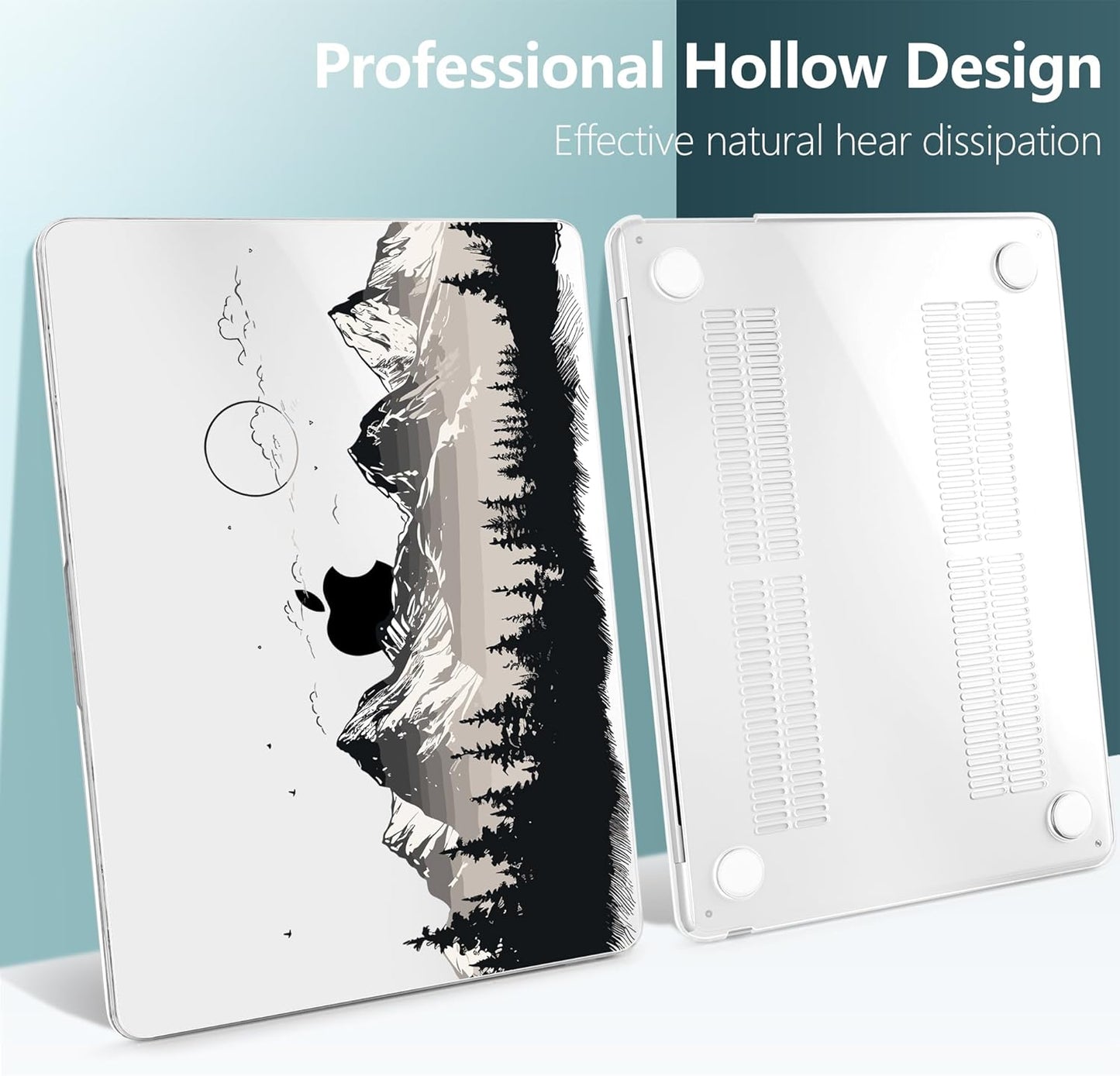 TWOLSKOO Compatible with M4 MacBook Air 13.6 inch Case 2025-2022 Release M4 A3240 M3 A3113 M2 A2681, Plastic Hard Shell & Keyboard Cover & Type C Adapter & Screen Protector, Mountain View