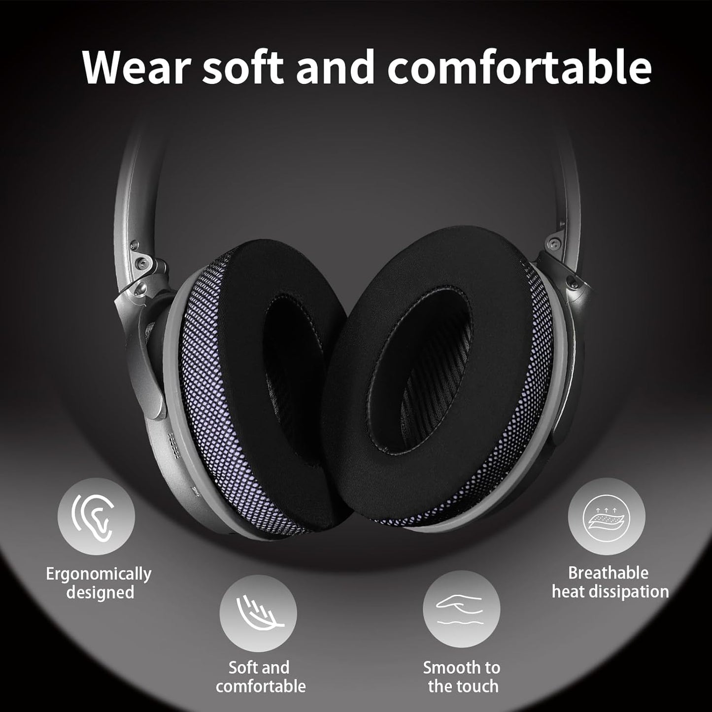 Ice Gel Headphones Replacement Ear Pads for Bose qc45 Replacement Ear Pads - qc35&qc35 ii Replacement Ear pads/qc25 Replacement Ear Pads - Black/Purple