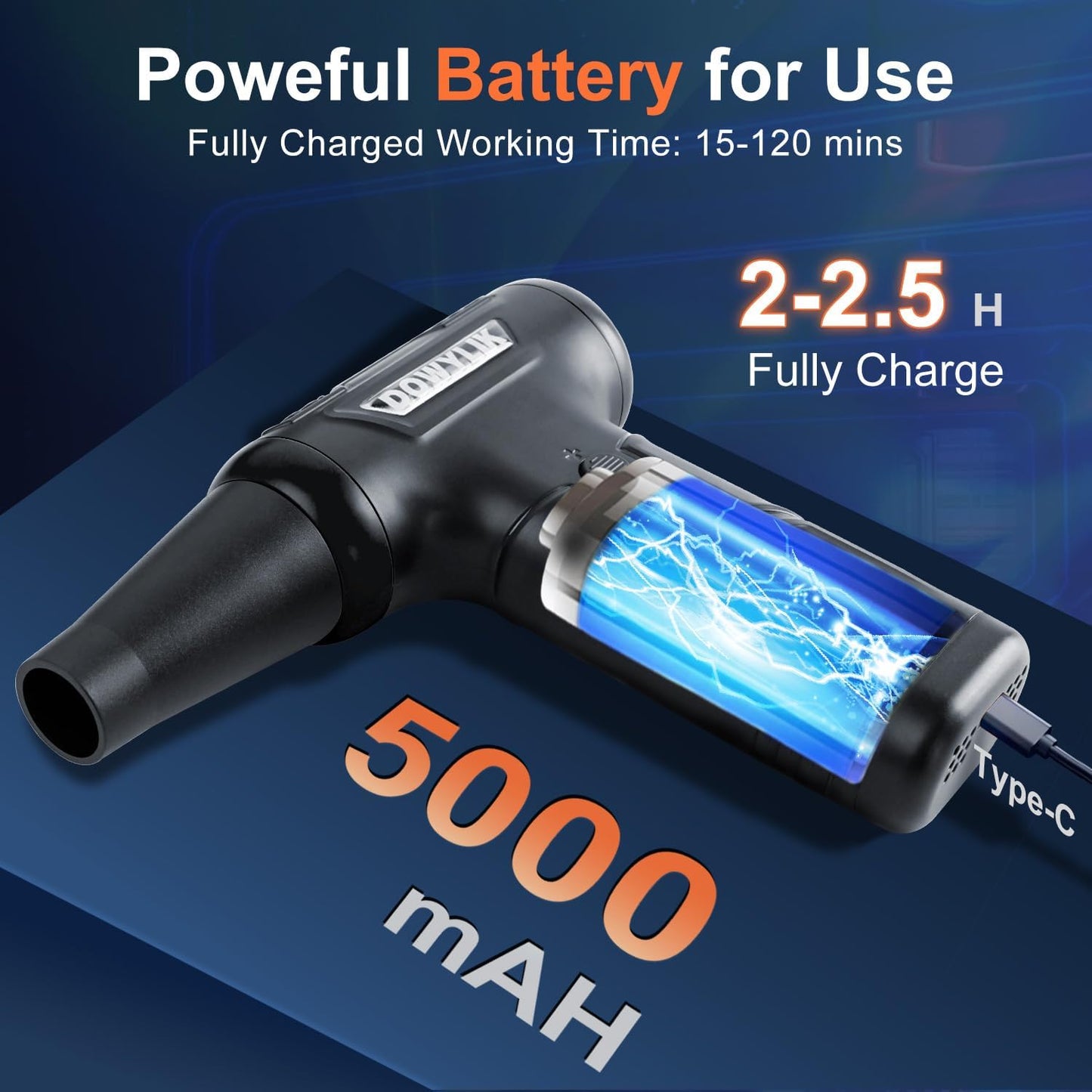 Compressed Air Duster, 220,000RPM Strong Compressed Air, Brushless Canned Air Duster for Computer with LED, 3 Speed Speed Mini Blower Air Blower for Car, Computer, Keyboard