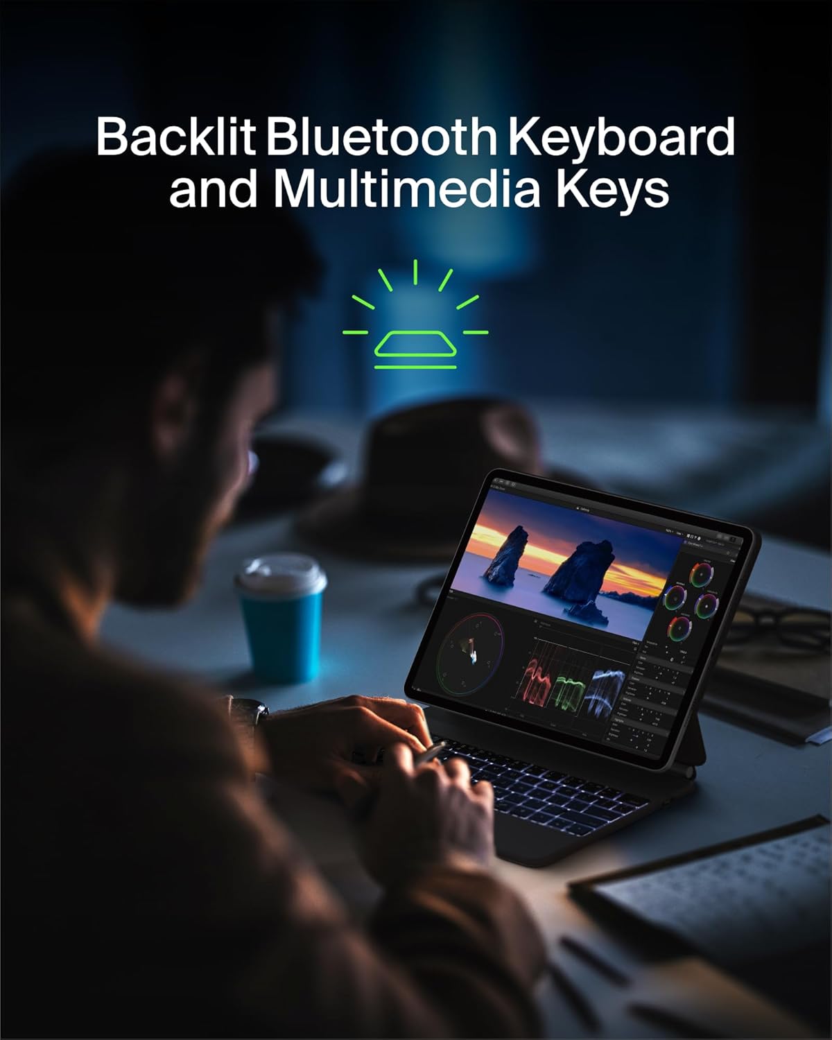 Belkin Pro Keyboard Case w/Magnetic Stand, Backlit Bluetooth Keyboard, Multi-Gesture Controls, Magnetic Apple Pencil Storage Compatibility, & Multimedia Keys for iPad Pro 13" (M4) - Black