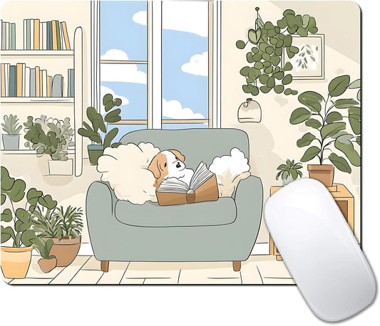 Cute Cartoon Anime Dog Custom Mouse Pad with Non-Slip Rubber, Small Square Design for Wireless Laptop & Computer Mouse Pads for Desk, 9.5 x 7.9 inch Smooth Surface for Gaming & Office