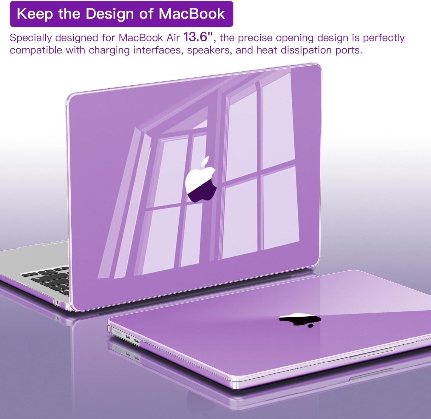CISSOOK for MacBook Air 13.6 inch Case 2025 2024 2022 Release A3240 A3113 A2681 with Liquid Retina Display, Protective Hard Shell Case for MacBook Air 13 M2 M3 M4, Crystal Purple