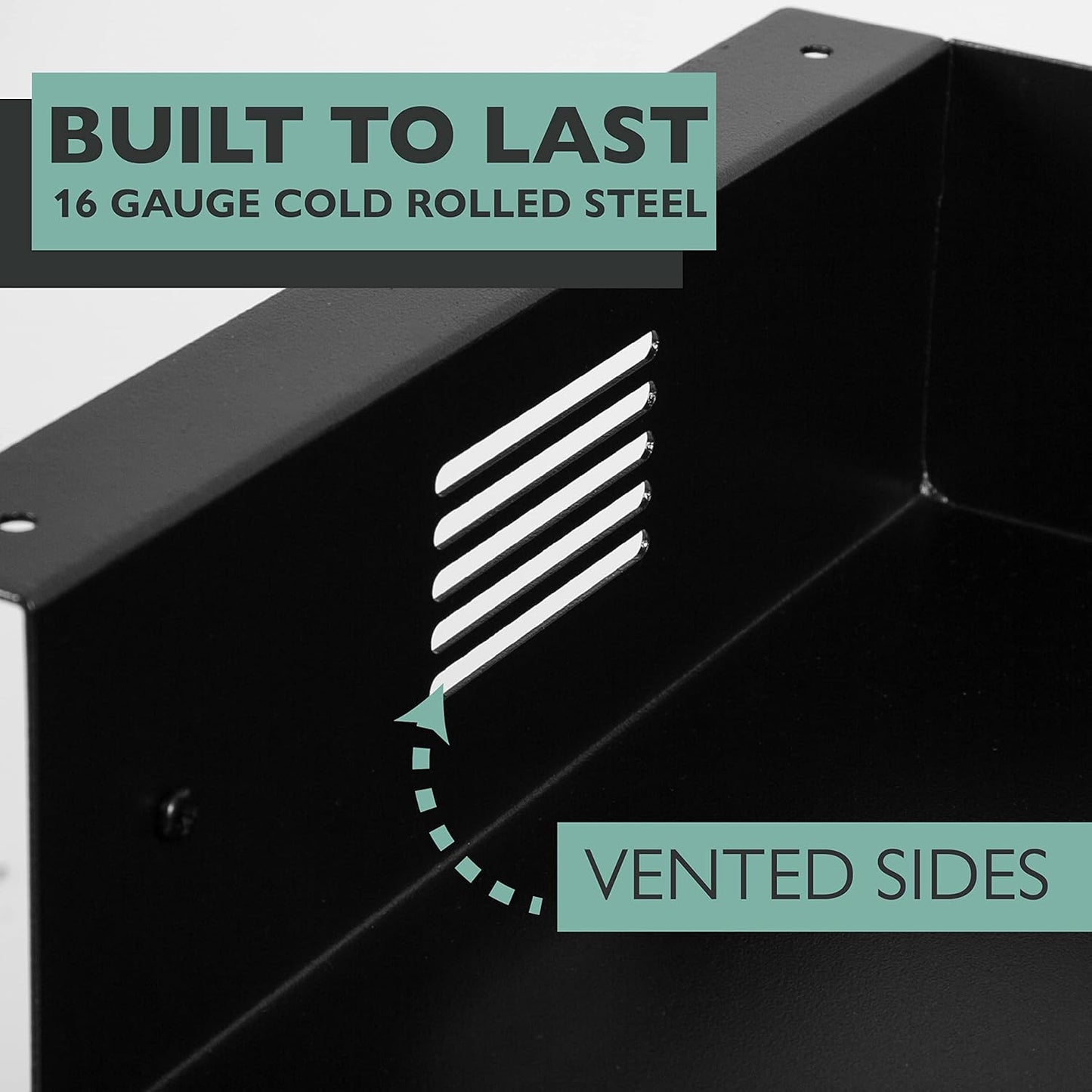 Ilyapa Under Desk CPU Mount, Steel Under Desk Computer Mount Vented Sides, PC Wall Storage, Laptop Stand, Shelf for Office Storage, 4x12x11 Inches