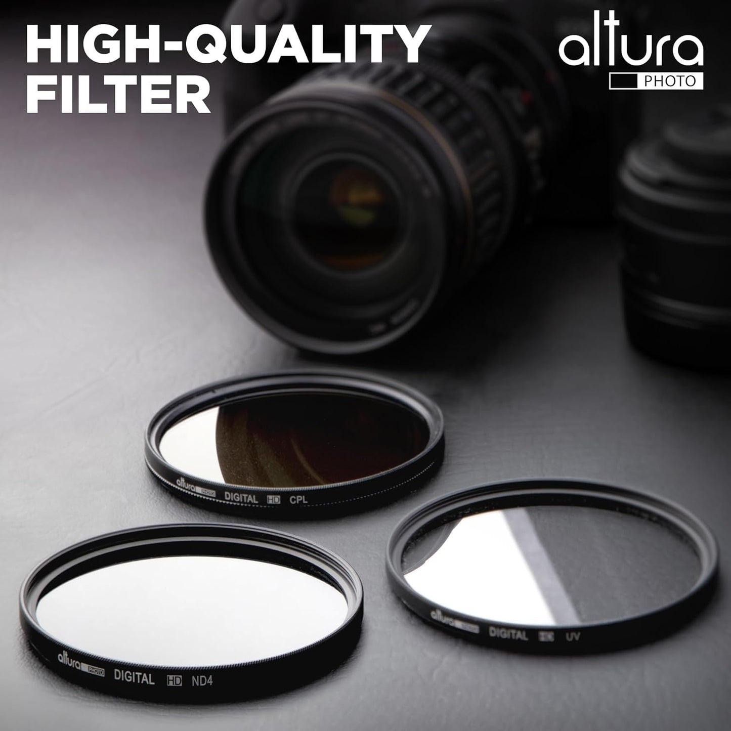 Altura Photo 77mm Lens Filter Kit - Multi-Coated UV Protector, CPL Polarizing and ND Neutral Density Filters + Case for Camera Accessories & Lenses