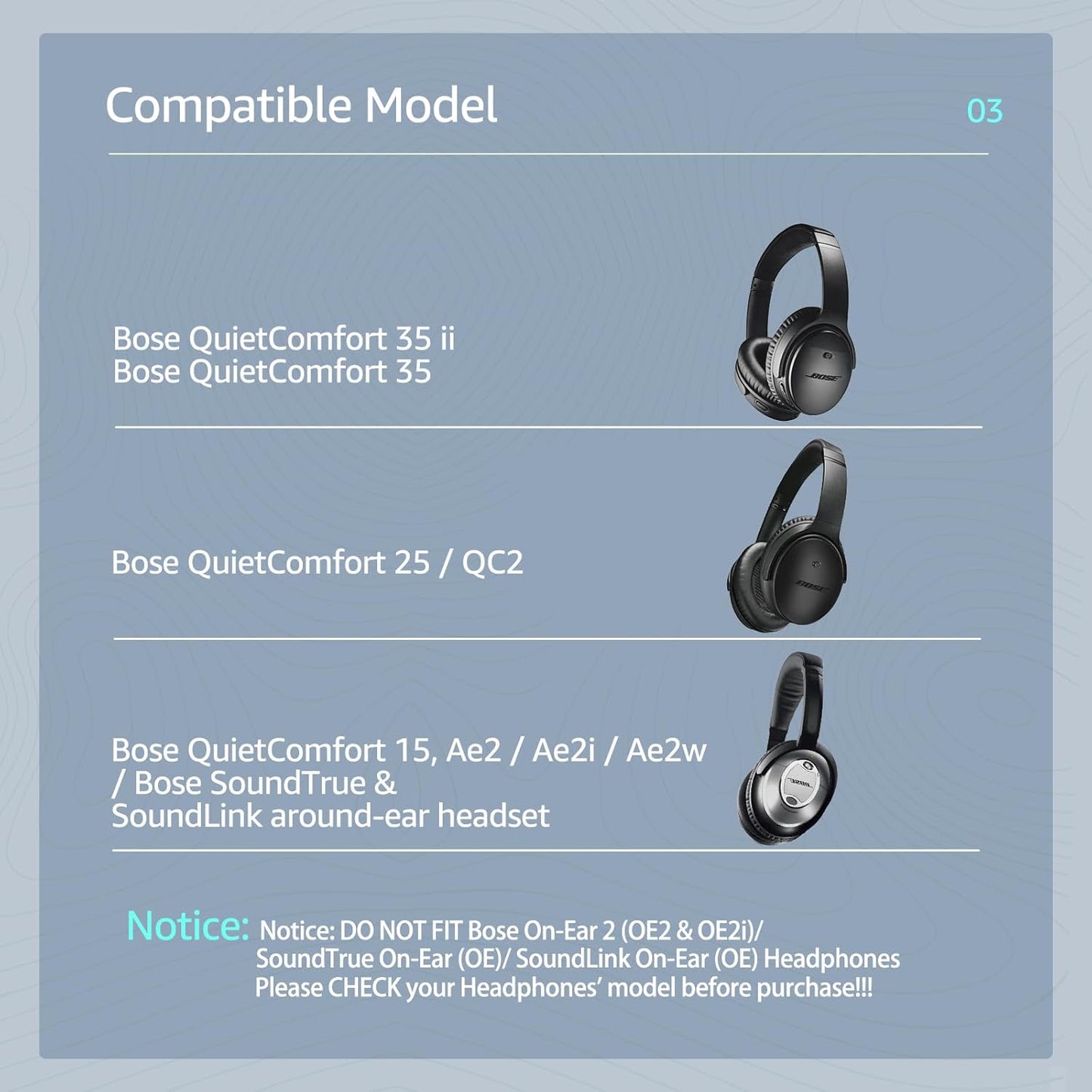 Fabric Comfort -Wzsipod Ear Pads for Bose QuietComfort 35/Qc35ii Headphones, Compatible with QC45 QC25 QC2 QC15 & More Series, Replacement Exclusive Styles, s1