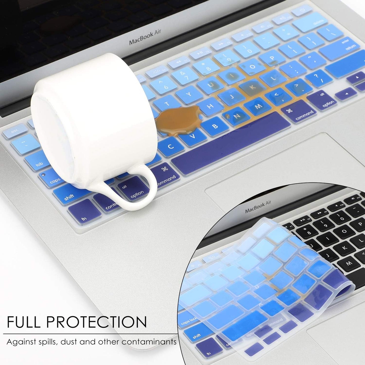 Allinside Blue Ombre Keyboard Cover Skin for MacBook Pro 13" 15" 17" (2015 or Older Version), MacBook Air 13" A1369/A1466, Older iMac Wireless Keyboard MC184LL/B