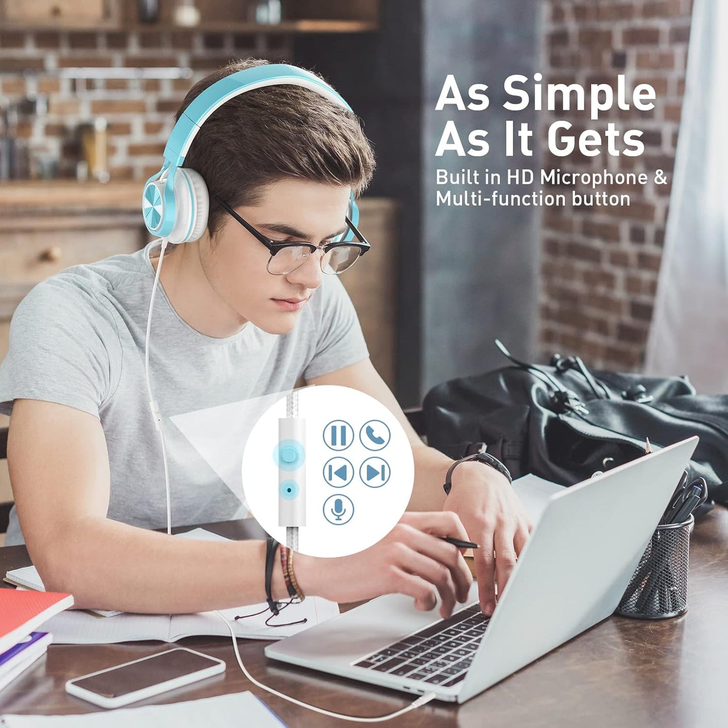 AILIHEN Kids Headphones for School Boys, Headphones with Microphone for Chromebook Laptop Computer Smartphone, 3.5mm Foldable Lightweight Headset for Teen Teenager (Lime Green)