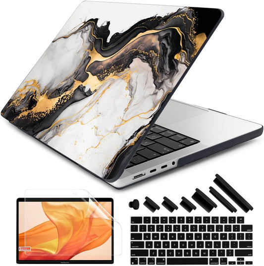 DONGKE for M4 MacBook Pro 16 Inch Case 2024 2023 2021 A3403 A3186 M3 A2991 M2 A2780 M1 A2485 Pro/Max Chip, Plastic Hard Shell Case & Keyboard Cover for Mac Pro 16 with Touch ID, Abstract Marble
