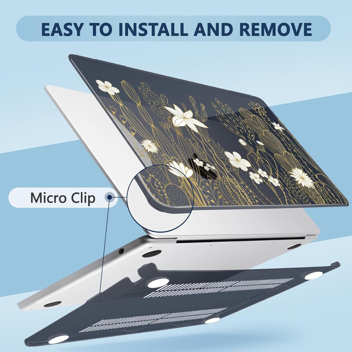 Compatible with MacBook Air 15 inch Case, M4 A3241/M3 A3114/M2 A2941 (Released 2025 to 2023), Hard Shell, Keyboard Cover, Screen Protector, Webcam Cover & Type-C Adapter, Cute Cactus