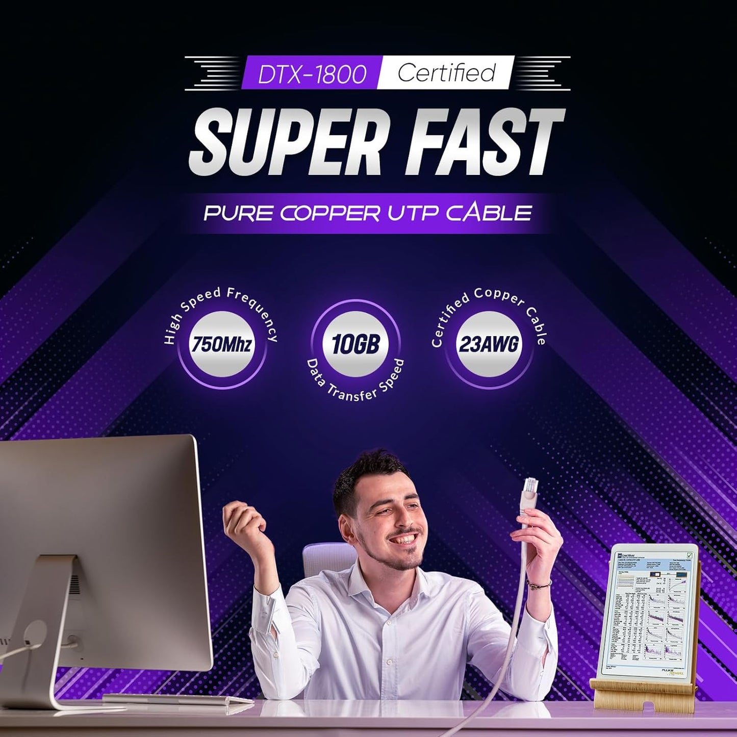 Cat6A Plenum (CMP) Cable 1000ft Blue | 100% Solid Bare Copper 750MHz, PoE++ (4PPoE) 23AWG 4 Pair (UTP) Solid Conductors Quality Tested High Speed cat 6a Ethernet Cable for Networking By Newyork Cables