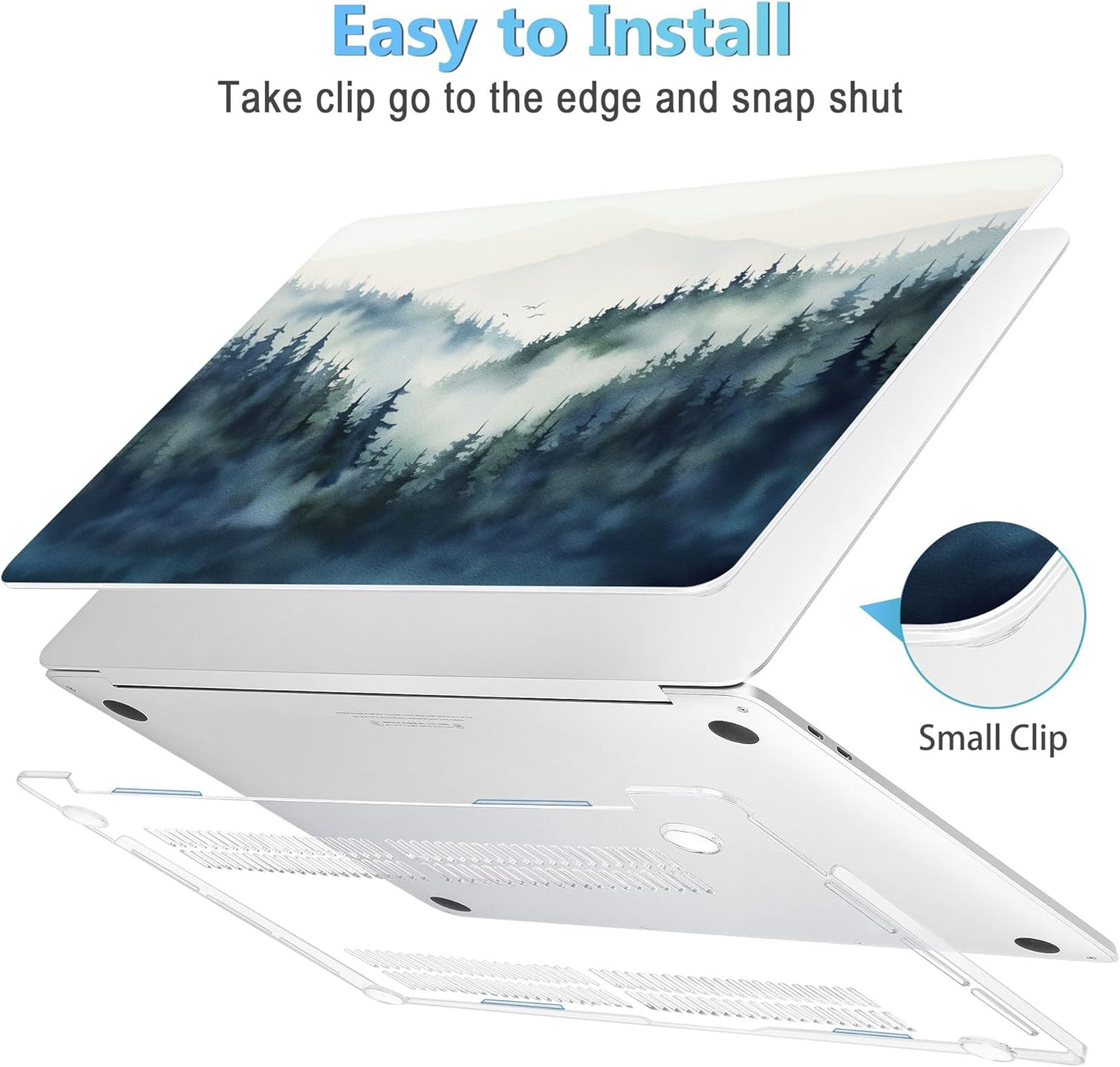 Mektron for MacBook Pro 13-inch Case 2022 2021 2020 Release A2338 M2 M1 A2289 A2251, Printed Plastic Hard Shell Cover for New MacBook Pro 13.3-inch Touch Bar Fits Touch ID，Misty Forest C133