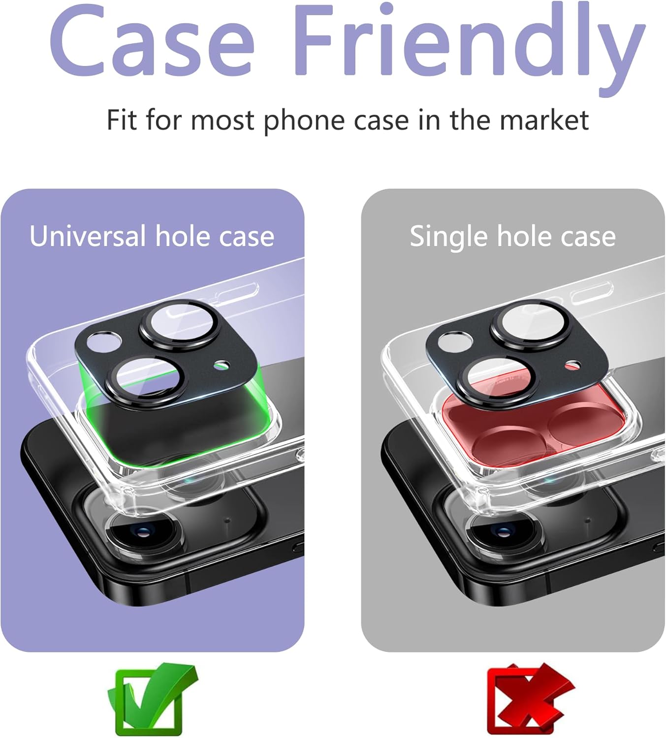 2 Pack Camera Lens Protector for iPhone 15 / iPhone 15 Plus,[Not Easy to Breakn ] AR Tempered Glass Strong Adsorption Metal Camera Cover Screen-Light blue