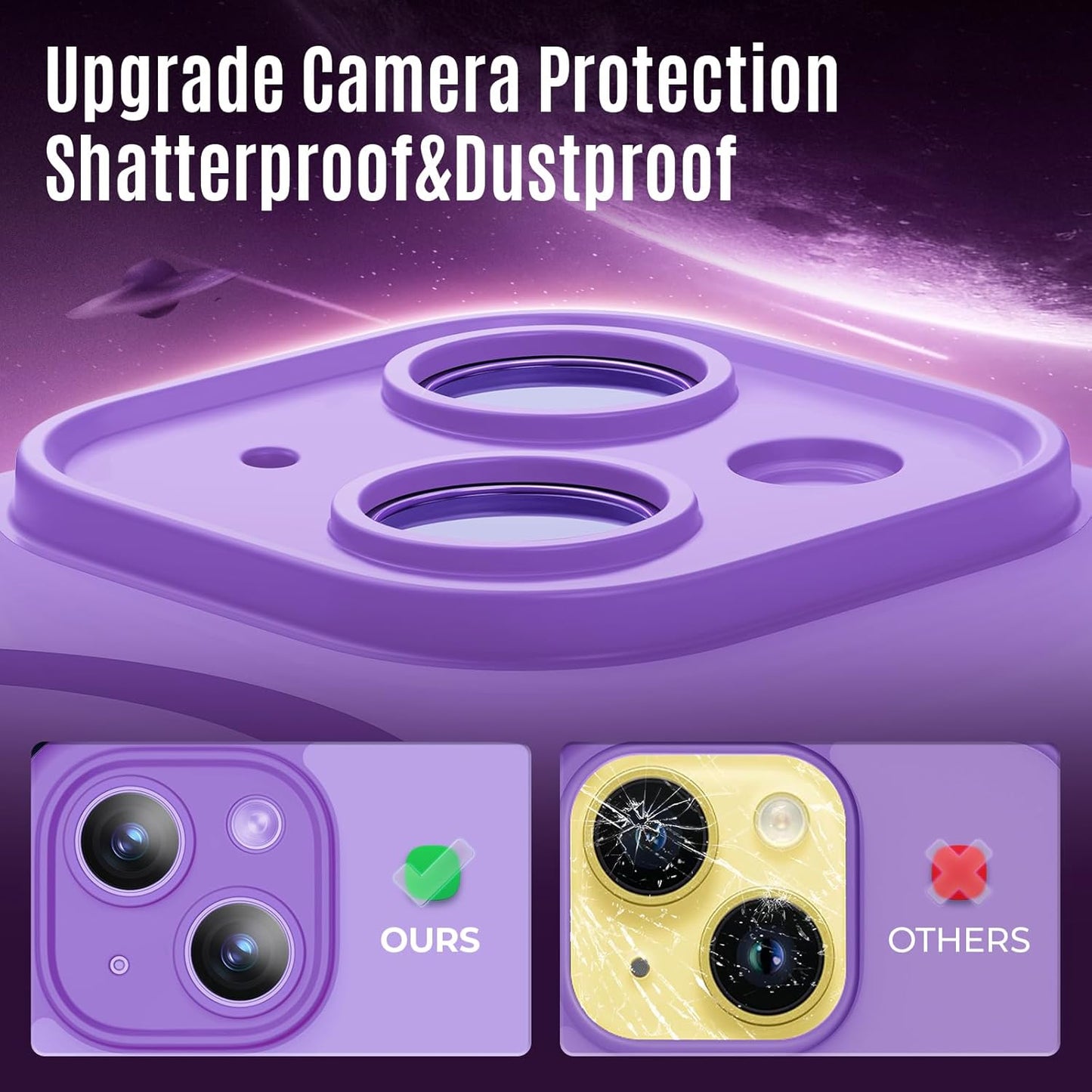 Designed for iPhone 14 Case, Compatible with MagSafe, with Privacy Screen Protectors X2, [Camera Protection] [15FT Military Drop Protection] Shockproof Phone Case, 6.1", Light Purple