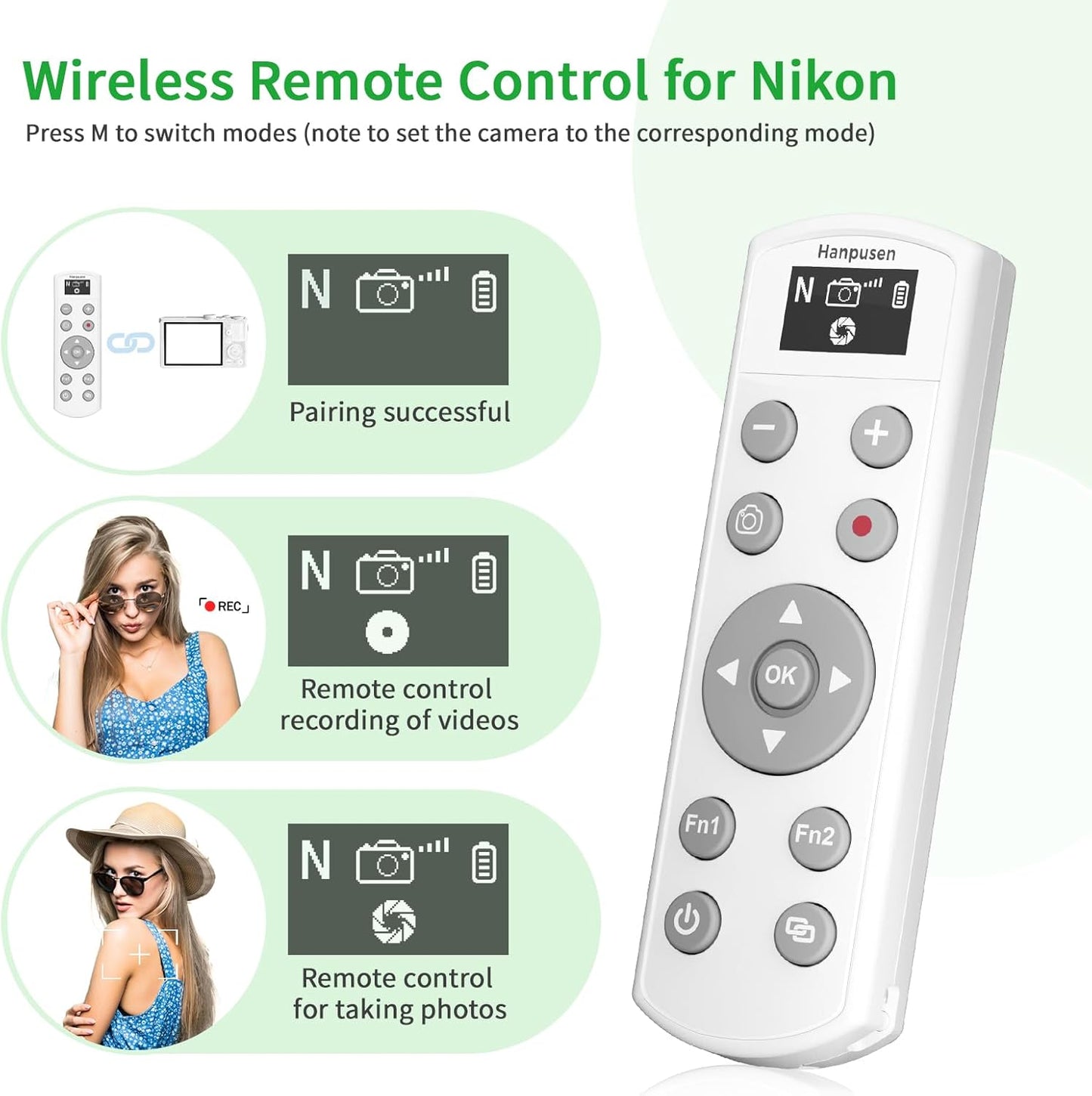 for Nikon Rechargeable Wireless Remote Control - Camera Remote Shutter Release with Zoom Focus Compatible with Nikon Z6 II/Z6 III/Z7 II/Z30/Z50/Z fc/Z f/Z5 II/Z50 II/B600/A1000/P950/P1000/P1100