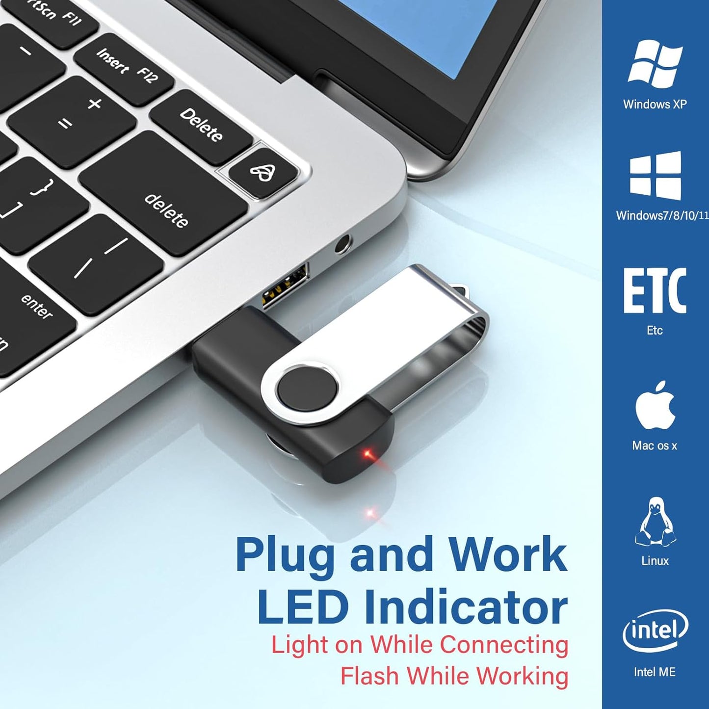 Flash Drives 2GB 10 Pack, USB 2.0 Thumb Drives with Keychains Memory Stick USB Drive Pendrive for PC Laptop Computer (Mixcolors)