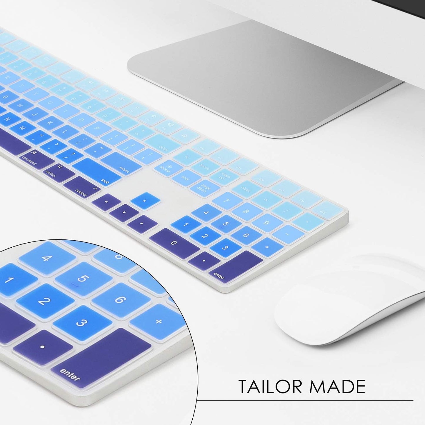 Allinside Ombre Blue Cover for Apple iMac Magic Wireless Keyboard with Numeric Keypad MQ052LL/A A1843 US Layout