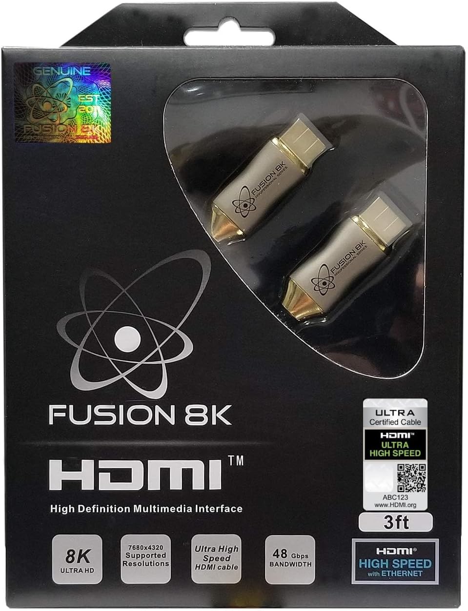 HDMI 2.1 Certified Cable Supports 10K 8K @60Hz and 4K @120Hz Compatible with All TVs, BluRay, Xbox Series X, PS5 (3 Feet)