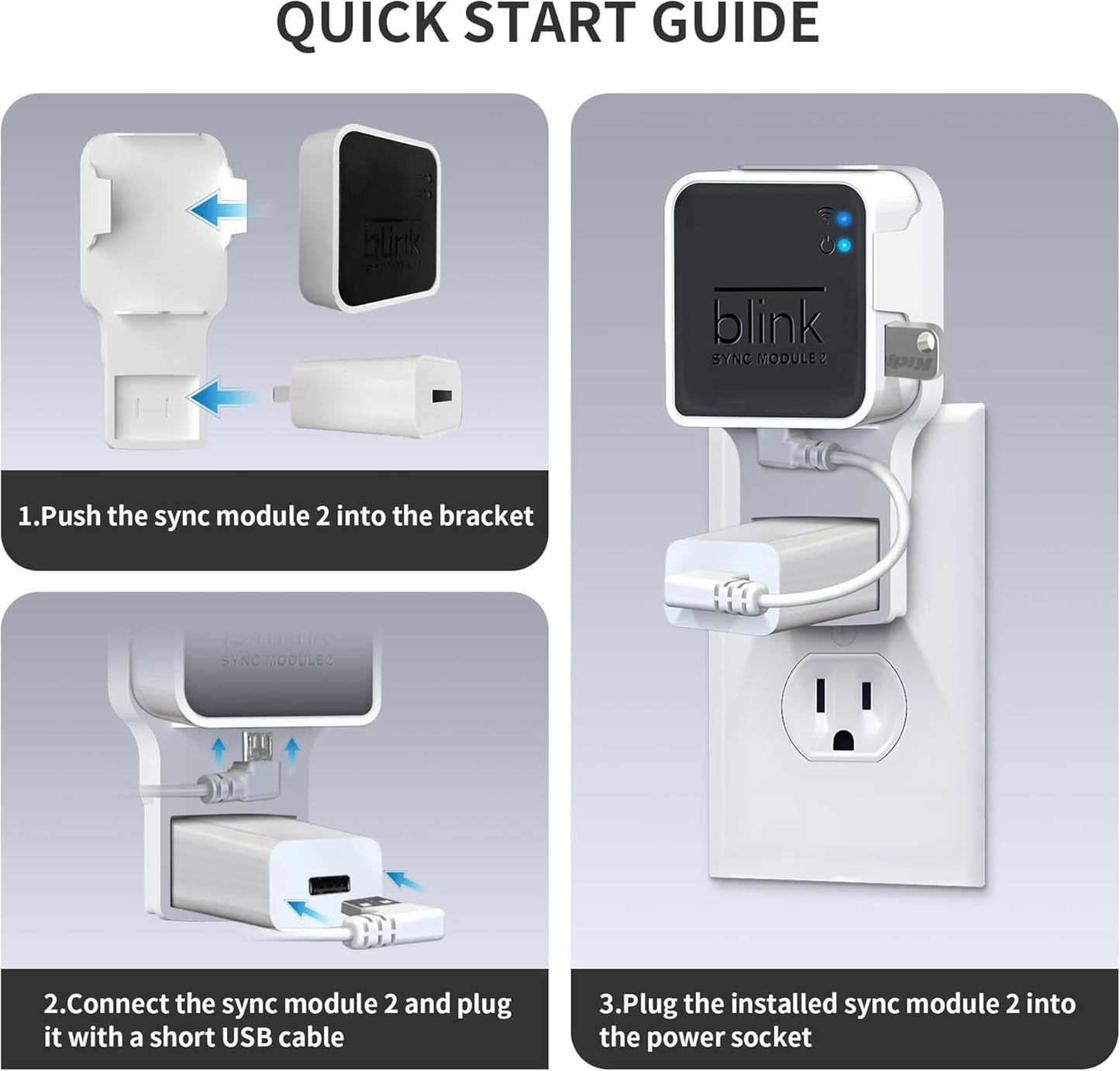 256GB USB Flash Drive & Wall Mount for Blink Sync Module 2 with Short Cable – Declutter, Save Space, and Effortlessly Enhance Security (1 Pack)
