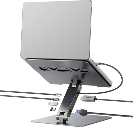 BENFEI Laptop Stand with USB C 6in1 Docking Station, HDMI 4K@60Hz,Gigabit Ethernet, 100W Power Delivery, 10Gbps 1*USB C 3.2 and 2*USB A 3.2 Compatible with MacBook Pro/Air, iPad Pro, XPS, Thinkpad