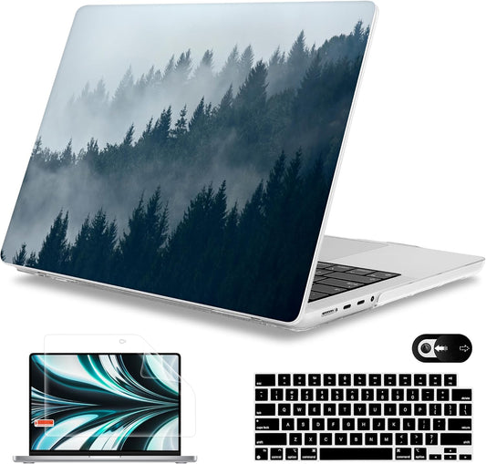 Mektron Case for MacBook Pro 16" M4 A3403 A3186 M3 A2991 M2 A2780 M1 A2485 (2021/2023/2024) Pro/Max with Touch ID, Hard Shell Plastic Laptop Cover Keyboard Cover Screen Protector, Misty Forest C132