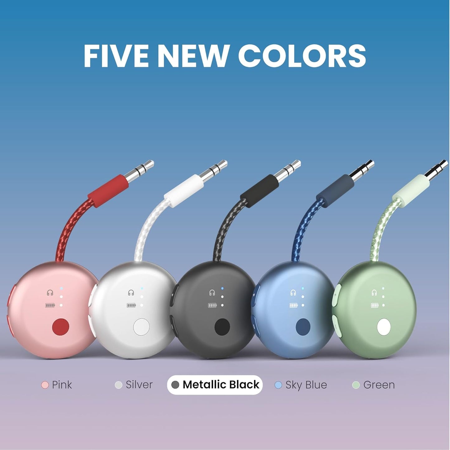 Avantree SoundJet R1 – Airplane Bluetooth Adapter for Headphones & AirPods, aptX Adaptive, Qualcomm Chipset, 20H Battery, Wireless Audio Transmitter for in-Flight Travel Essentials - Metallic Black