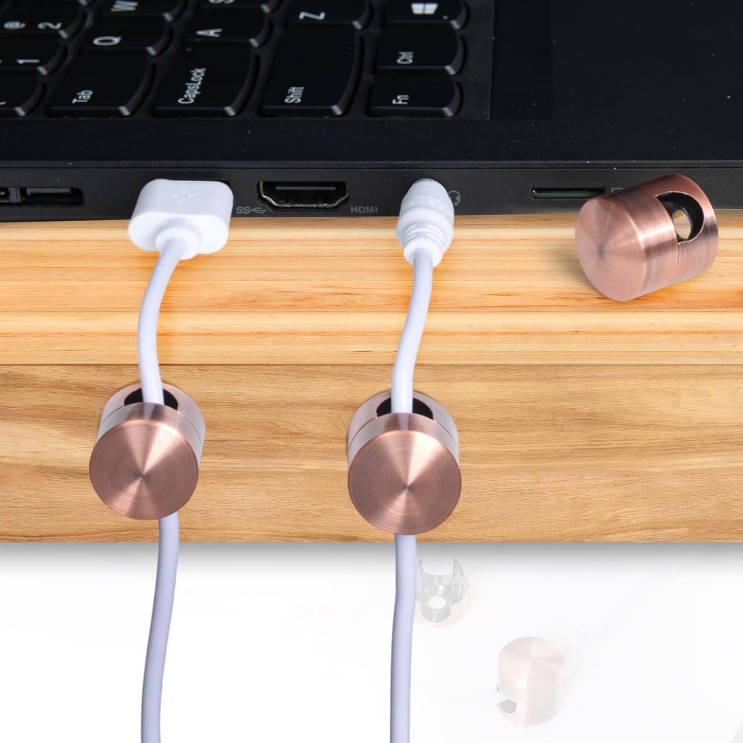 2 Sets Charger Holders for Cords, Red Bronze Color Adjustable Cable Anchor Holders, Adhesive Metal Cord Clips, Cable Management Wire Organizers for Desk, Office, Nightstand