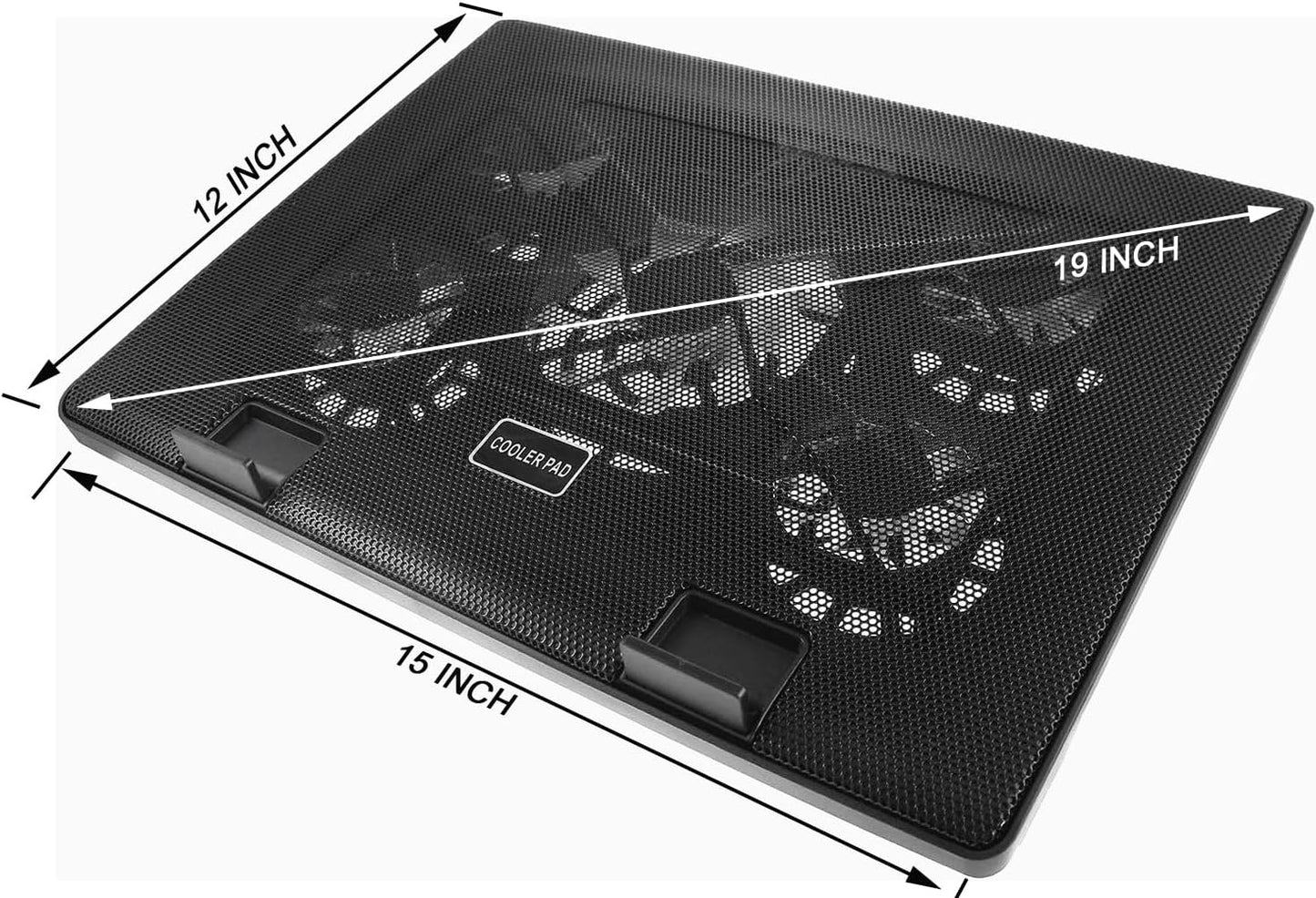 Laptop Cooling Pad 17inch 15.6 14 13 12inch Gaming Cooler Pad Chill Mat 5 Quiet Fans LED Lights and 2 USB 2.0 Ports Adjustable Mounts Laptop Stand Height Angle