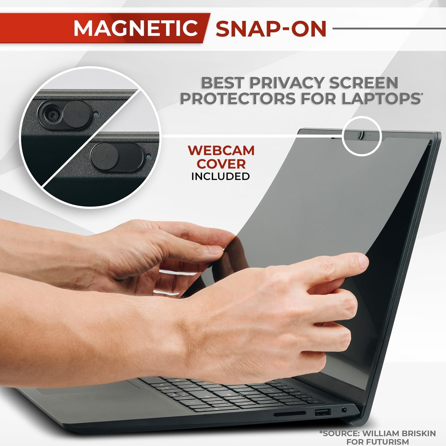 Magnetic Laptop Privacy Screen 13.3 Inch 16:10 - Removable Computer Privacy Filter Shield and Protector