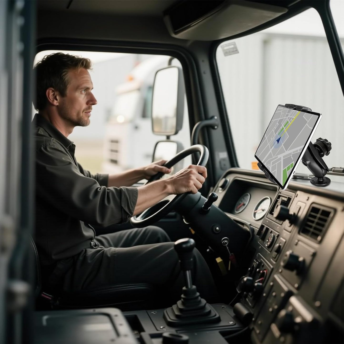Aluminum Heavy-Duty Truck Tablet Mount for Truck, Drill Base Tablet Holder for 7.5''-10.2'' Tablets & iPad,(Dashboard/Boat/Commercial Use) with Quick-Release Lock.
