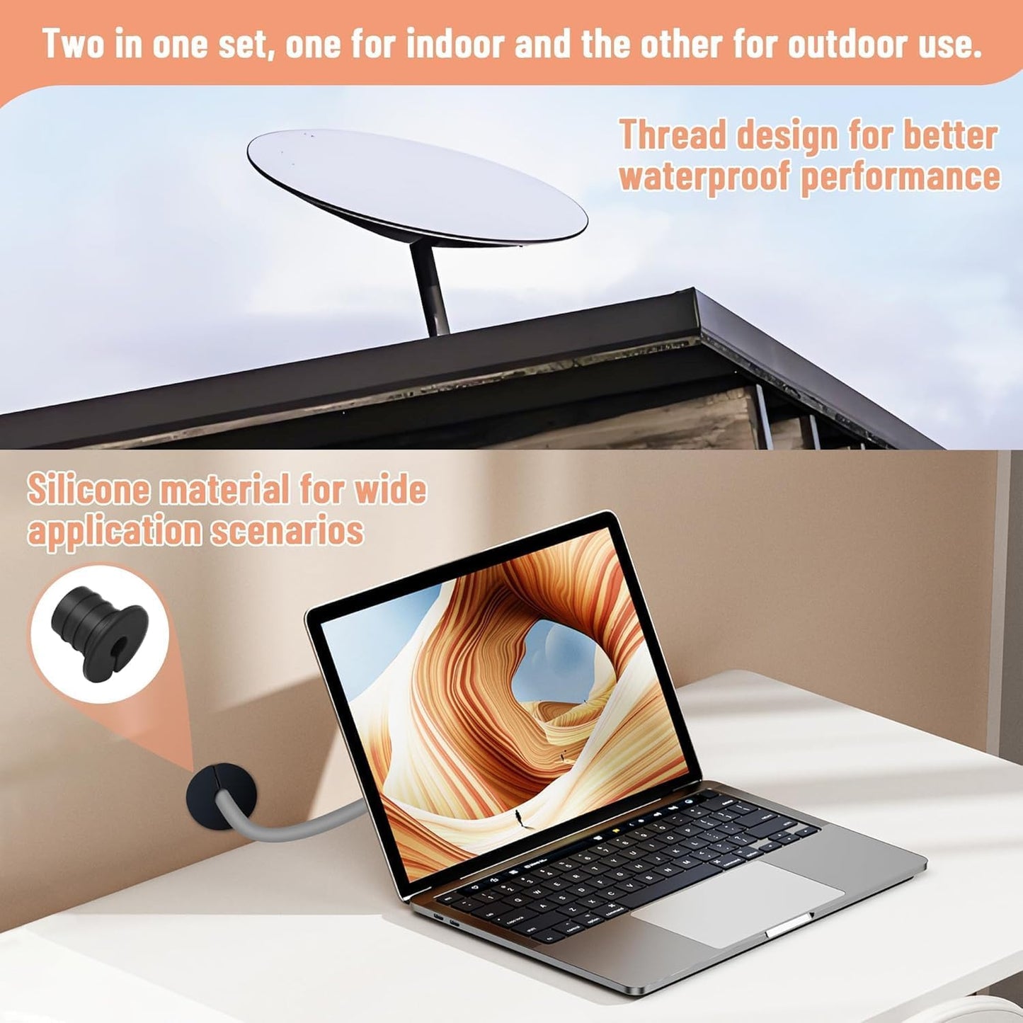 Cable Routing Kit for Starlink for 3/4 inch Wall Hole 10 Pcs, Starlink Accessories, Silicone Cable Wall Pass, Starlink Anti-Slip Wall Grommets for Cables (3/4 inch)