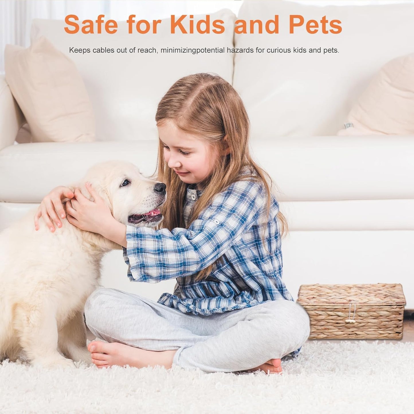 Cable Management Box, Handwoven Water Hyacinth Cable Organizer Box Set, 2-Pack Natural Water Hyacinth Cord Hider Box with Dual Openings & Lid - Hide Power Strips, Cords for Desk/Floor/Office