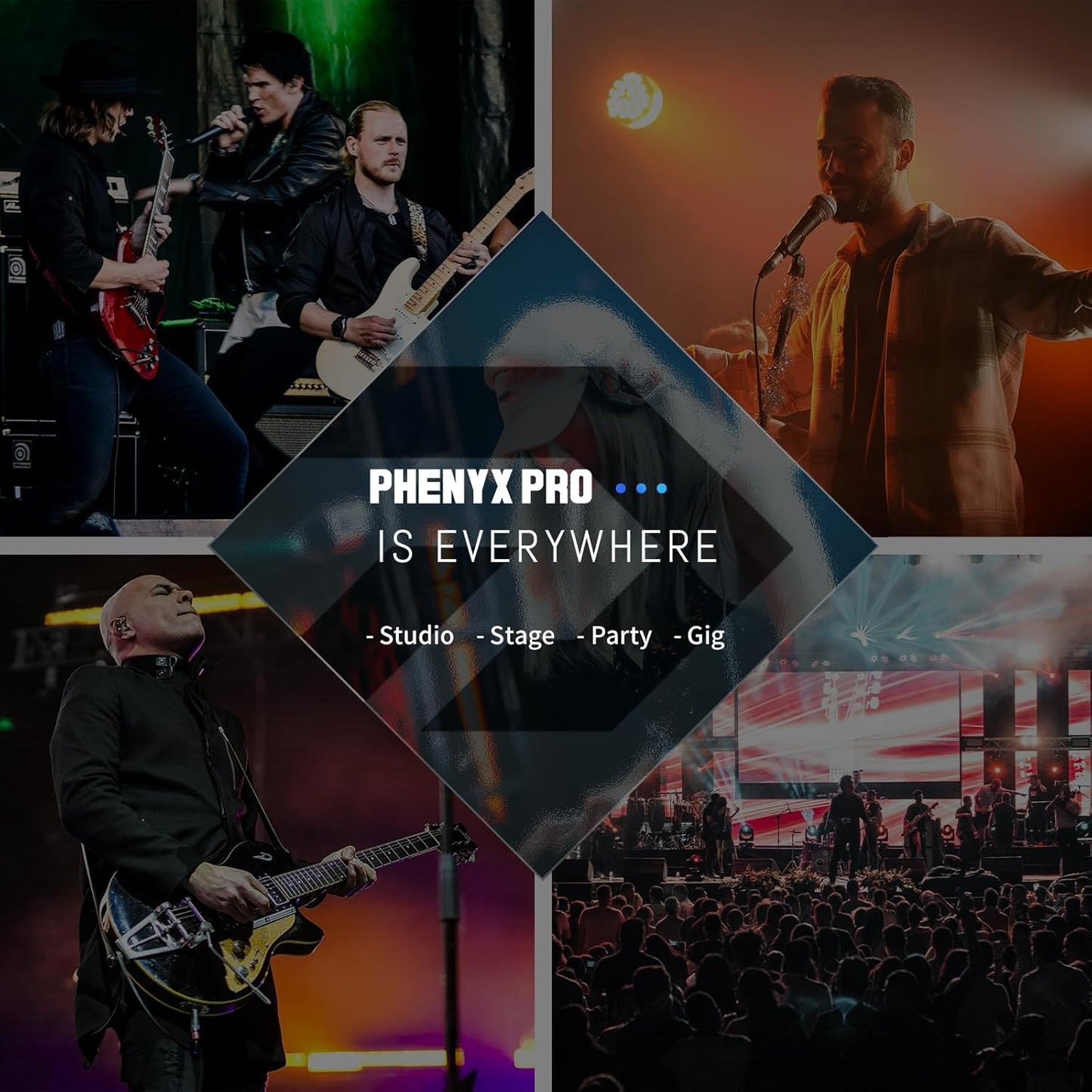 Phenyx Pro UHF Mono Dual Wireless in-Ear Monitor System, Metal Wireless IEM System, Sturdy Bodypack Receiver, 2x50 Frequencies, Separate Outputs,164ft Operation, Suitable for Band and Studio (PTM-22)