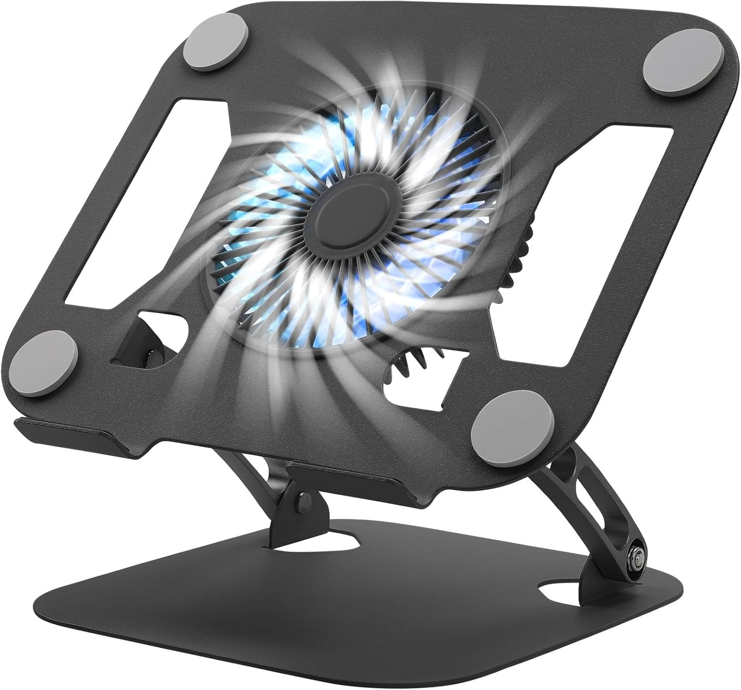 SHUWEI Laptop Cooling Stand with 3 Speed Fan, Adjustable Height & Angle, Carbon Steel Framework, Ultra-Quiet & Super Sturdy for up to 16”Laptop - Black