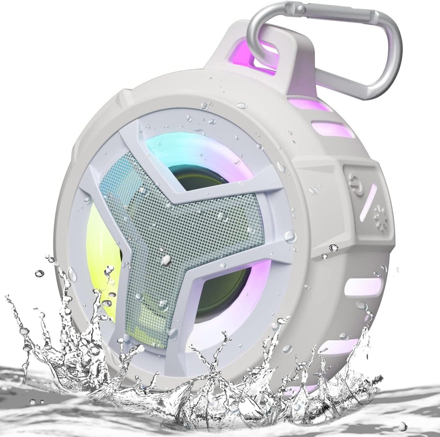 EBODA Bluetooth Shower Speaker, IPX7 Waterproof Portable Wireless Small Speakers, Floating, 2000mAh with Light for Home, Pool, Beach, Boat, Kayak Accessories, Gifts for Men, Women - White