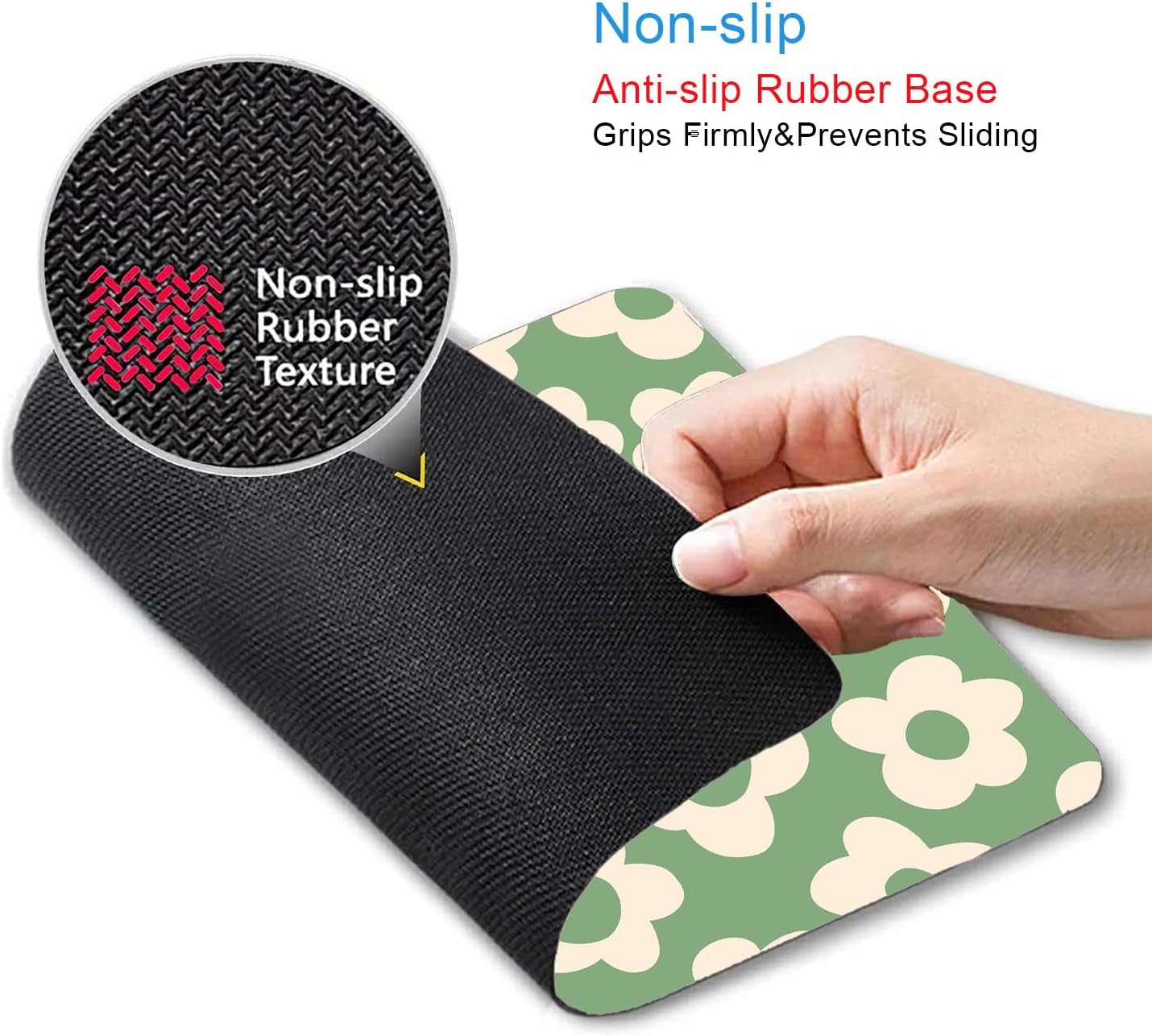 IMAYONDIA Square Mouse Pad Cute, Vintage Green Flowers Mouse Pad, Non-Slip Rubber Base MousePad Small, Modern Art Design Mouse Pad, Decor Design Computer Mice Pad for Women Home Office, 9.5 x 7.9 Inch