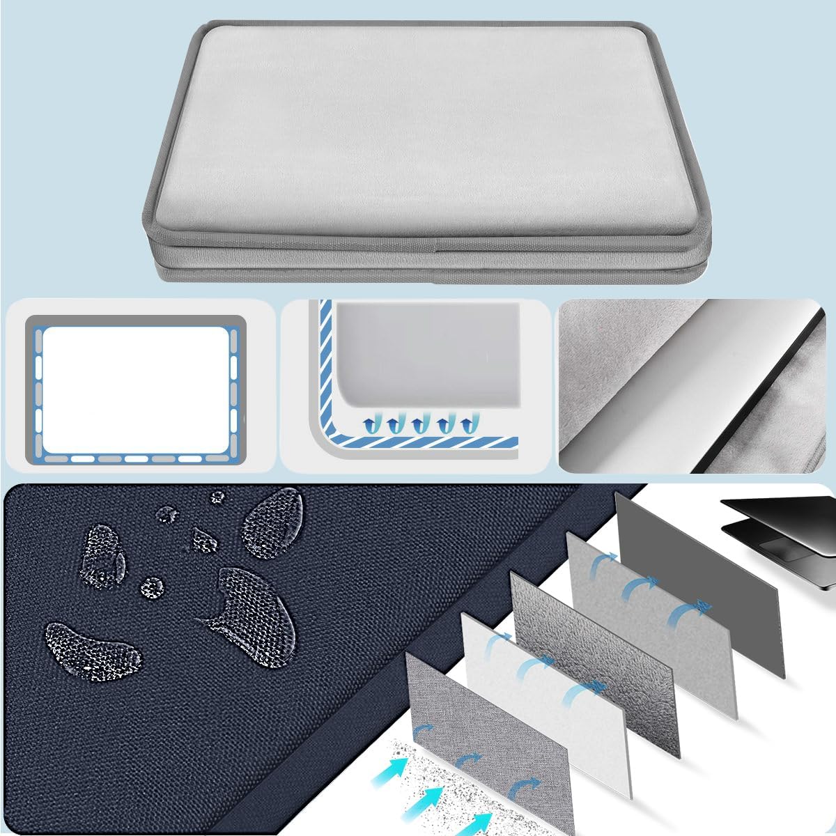 Universal Laptop Shoulder Bag 13-17.3 Inch Shockproof Briefcase with Multi-Pockets & Adjustable Strap for MacBook Pro/Air