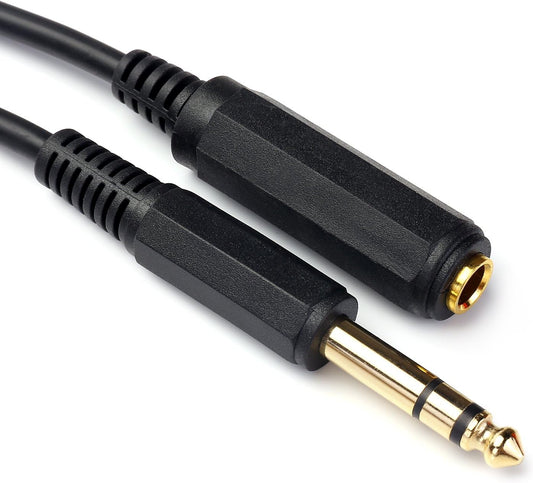 Disino 1/4 Inch Male to Female Stereo Extension Cable Gold Plated Quarter inch Headphone Extension Cable Cord- 20FT /6.6 Meters